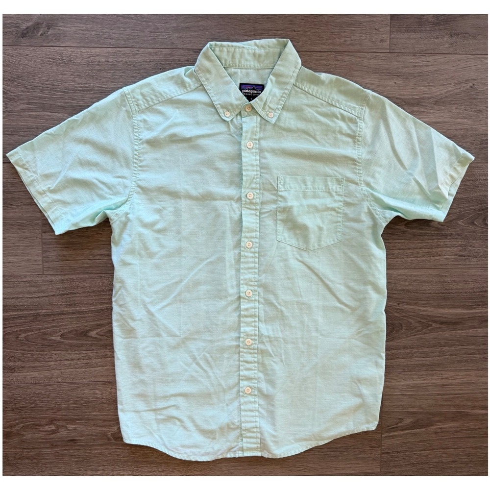 Patagonia Short Sleeve Button Down Shirt Small Mint Green Casual Outdoor